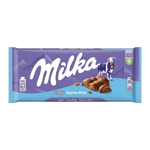 milka chocolate bar bubbly alpine milk 90g milka chocolate bar bubbly alpine milk 90g